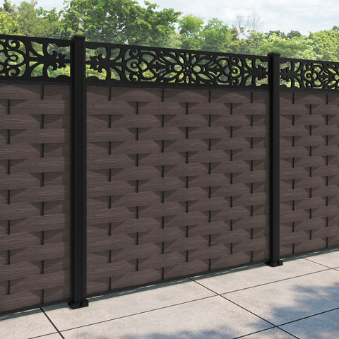Ripple Windsor Fence Panel - Mid Brown - with our aluminium posts