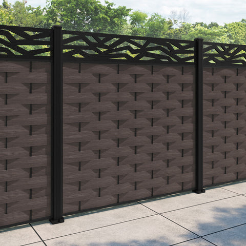 Ripple Zenith Fence Panel - Mid Brown - with our aluminium posts